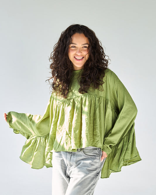 Green butterfly blouse