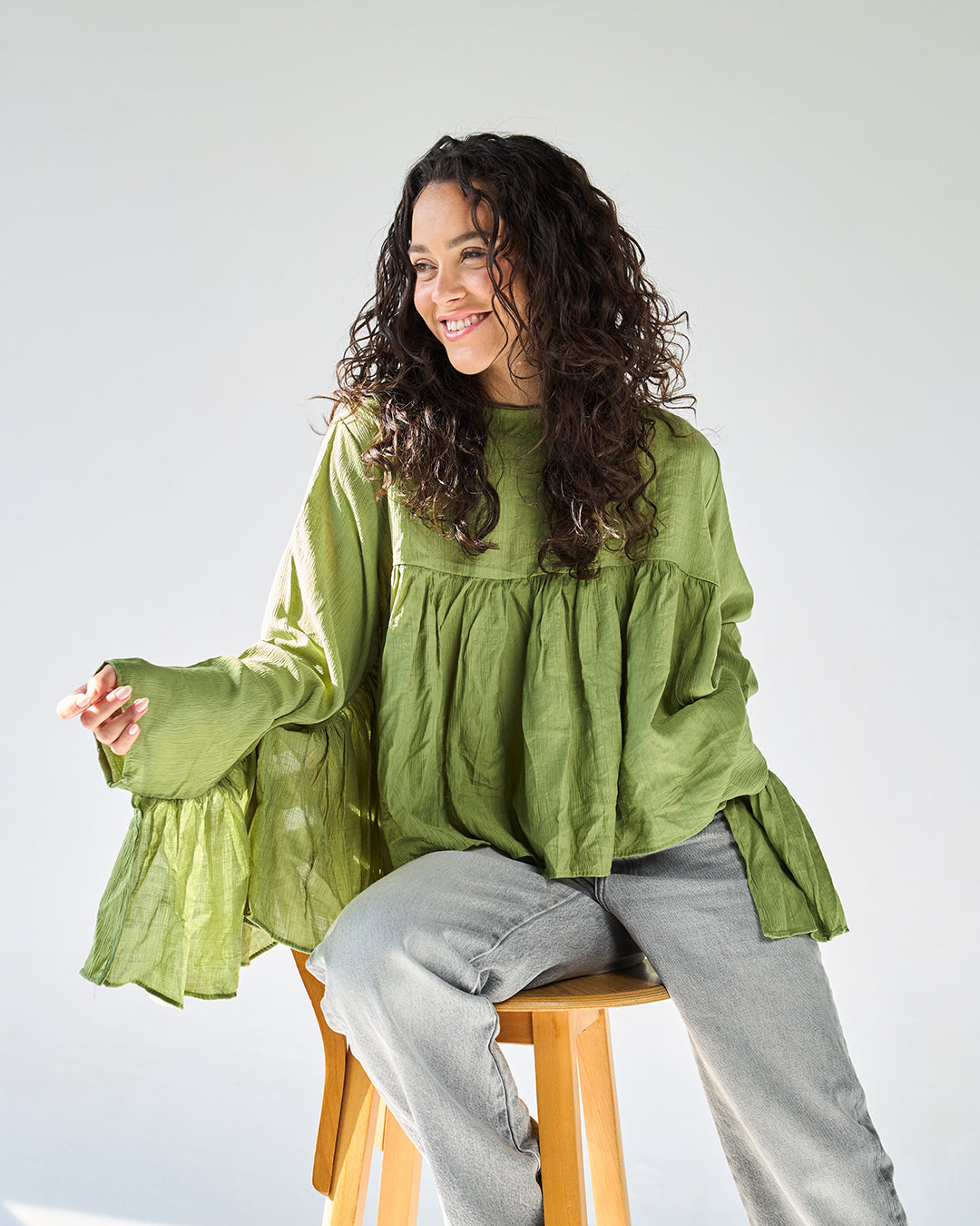 Green butterfly blouse