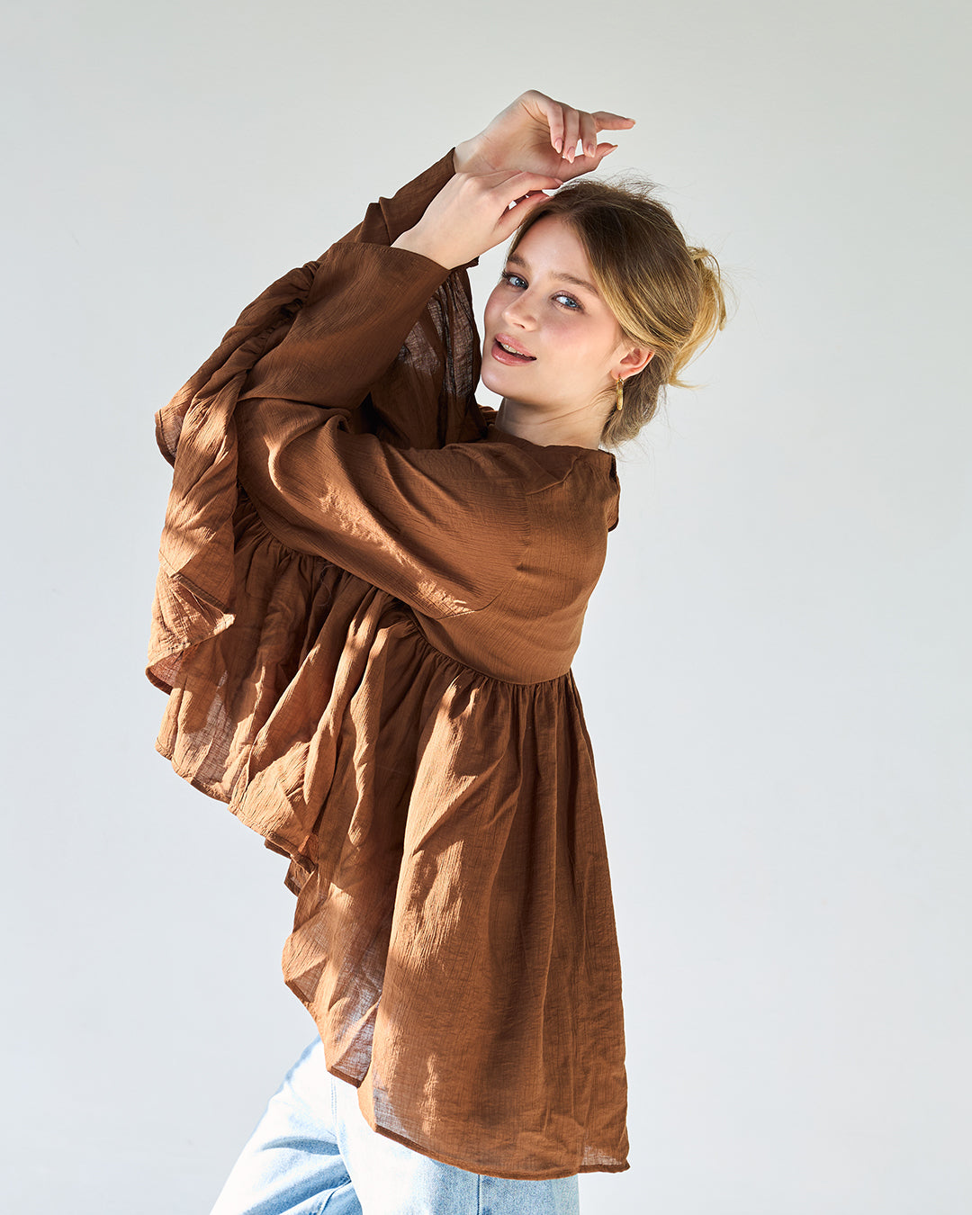 Brown butterfly blouse