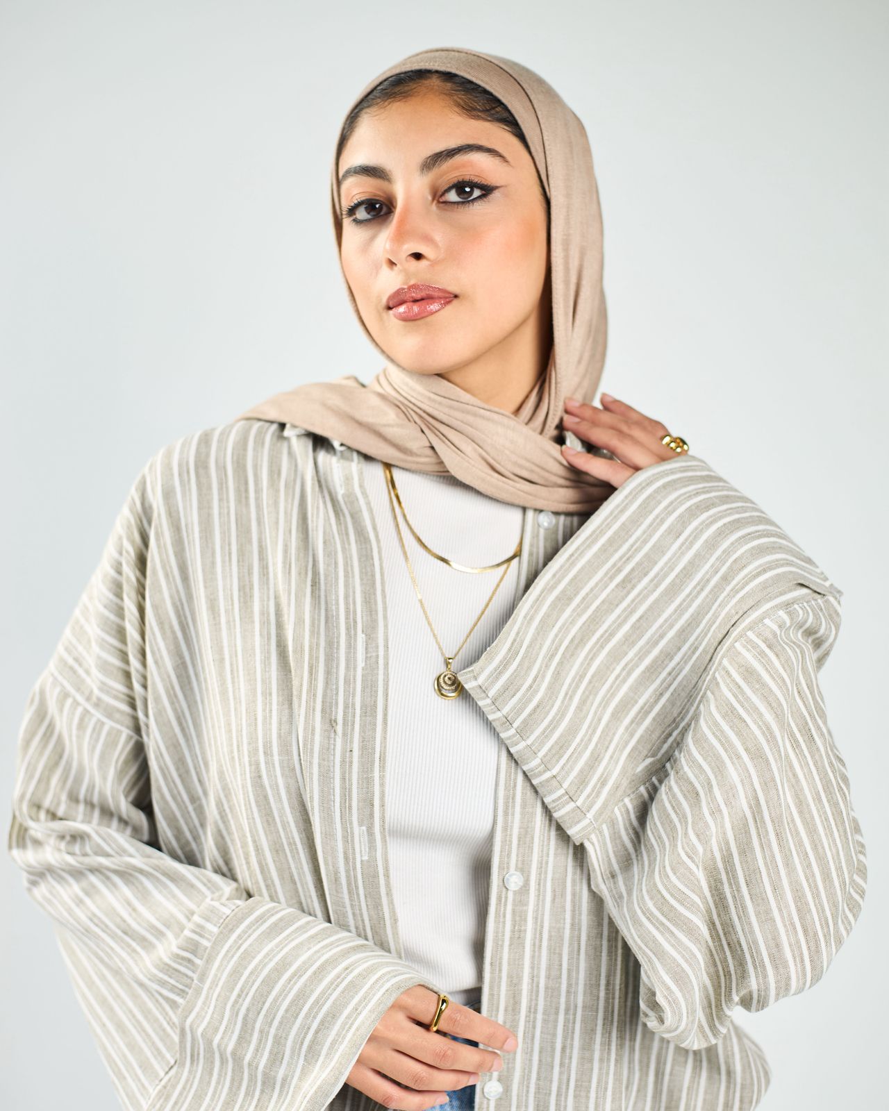 Stripped linen chemise