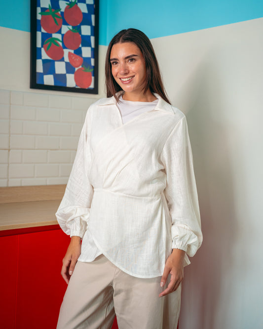 White roby blouse