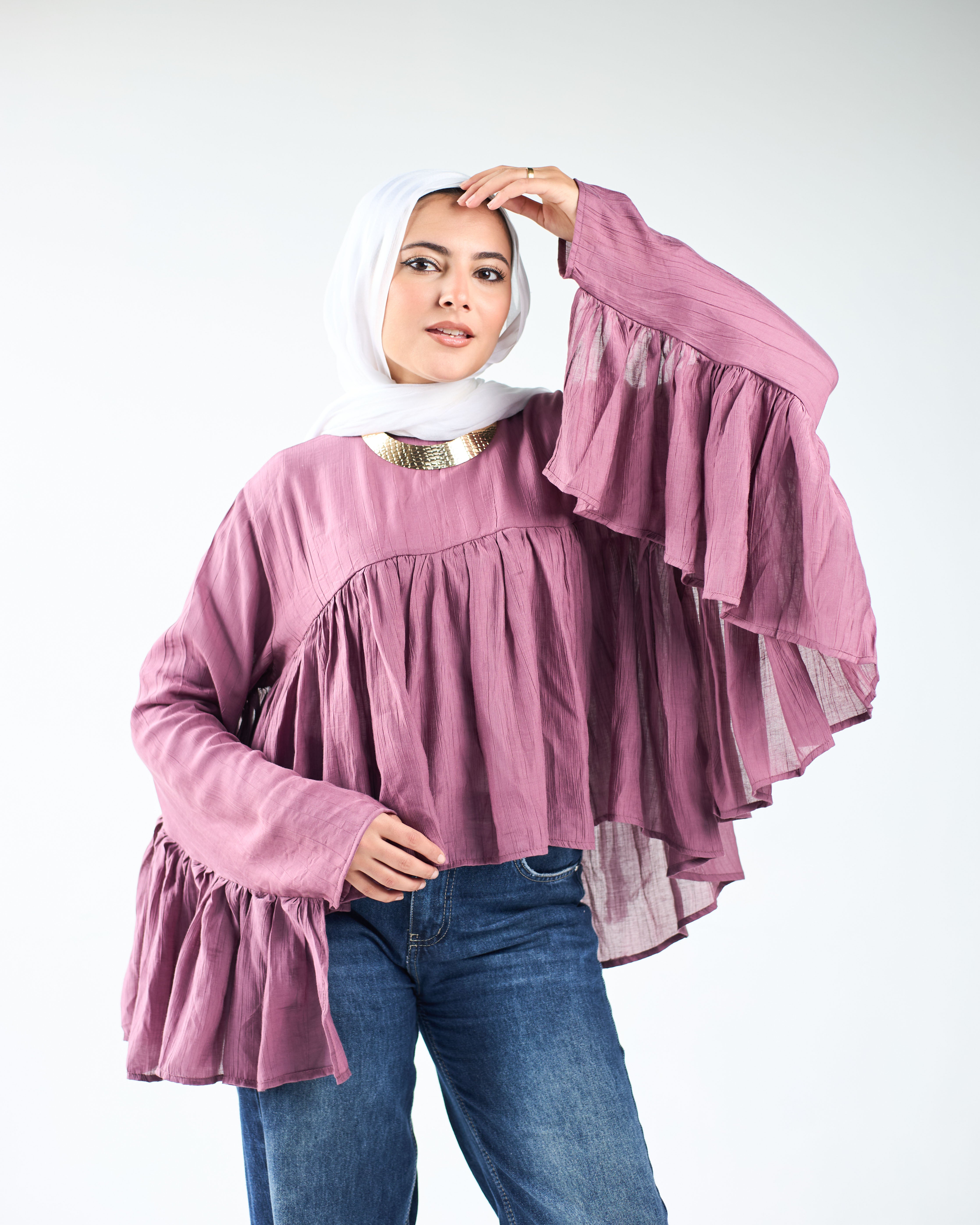 Butterfly ruffled blouse