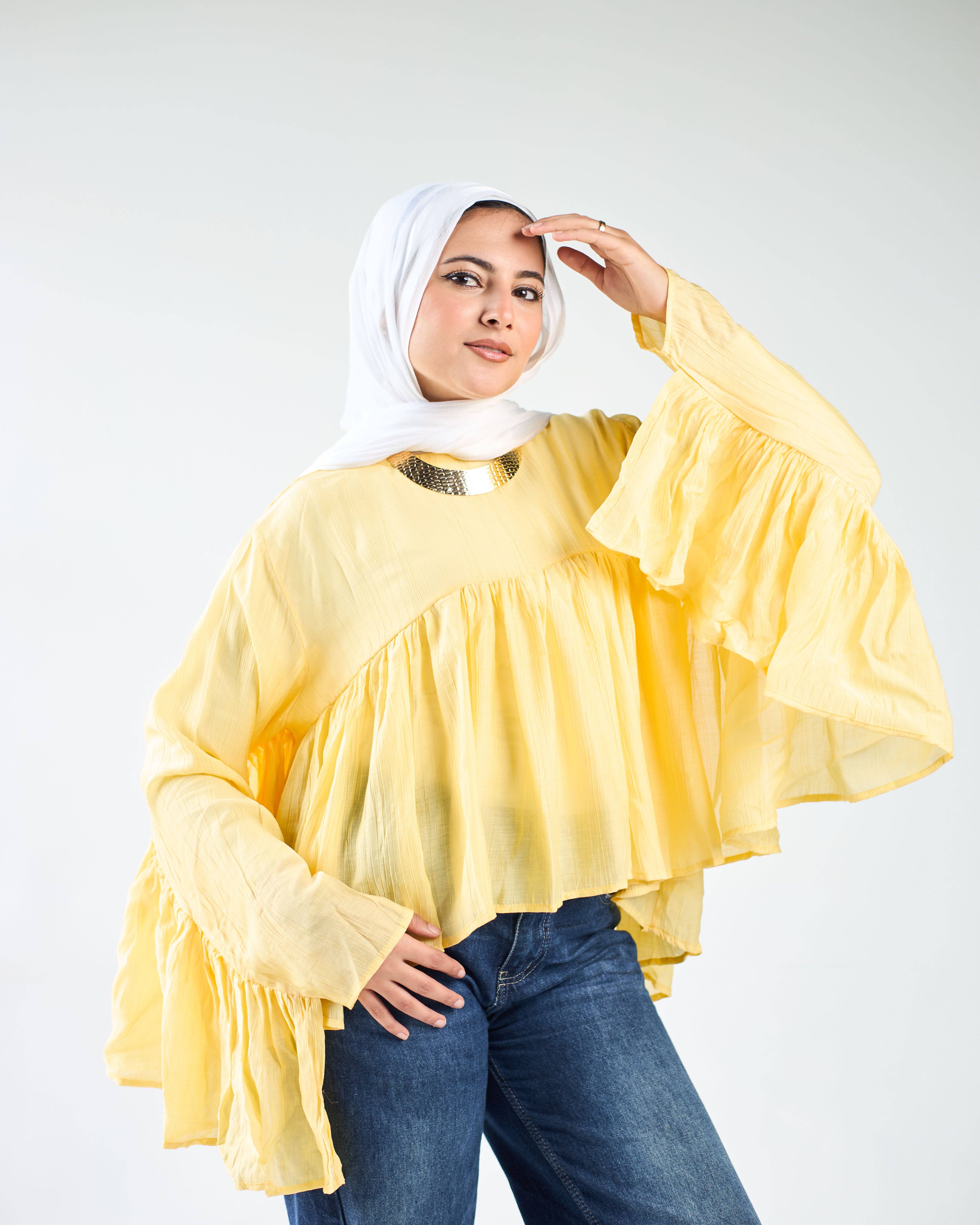 Butterfly ruffled blouse