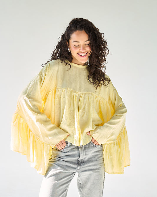 Yellow butterfly blouse