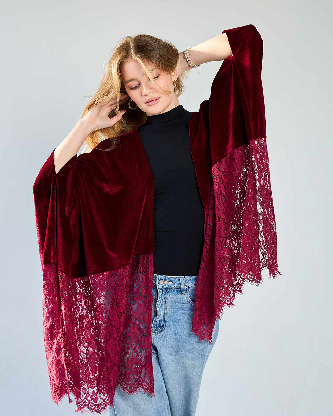 Burgandy gwiriya cardigan