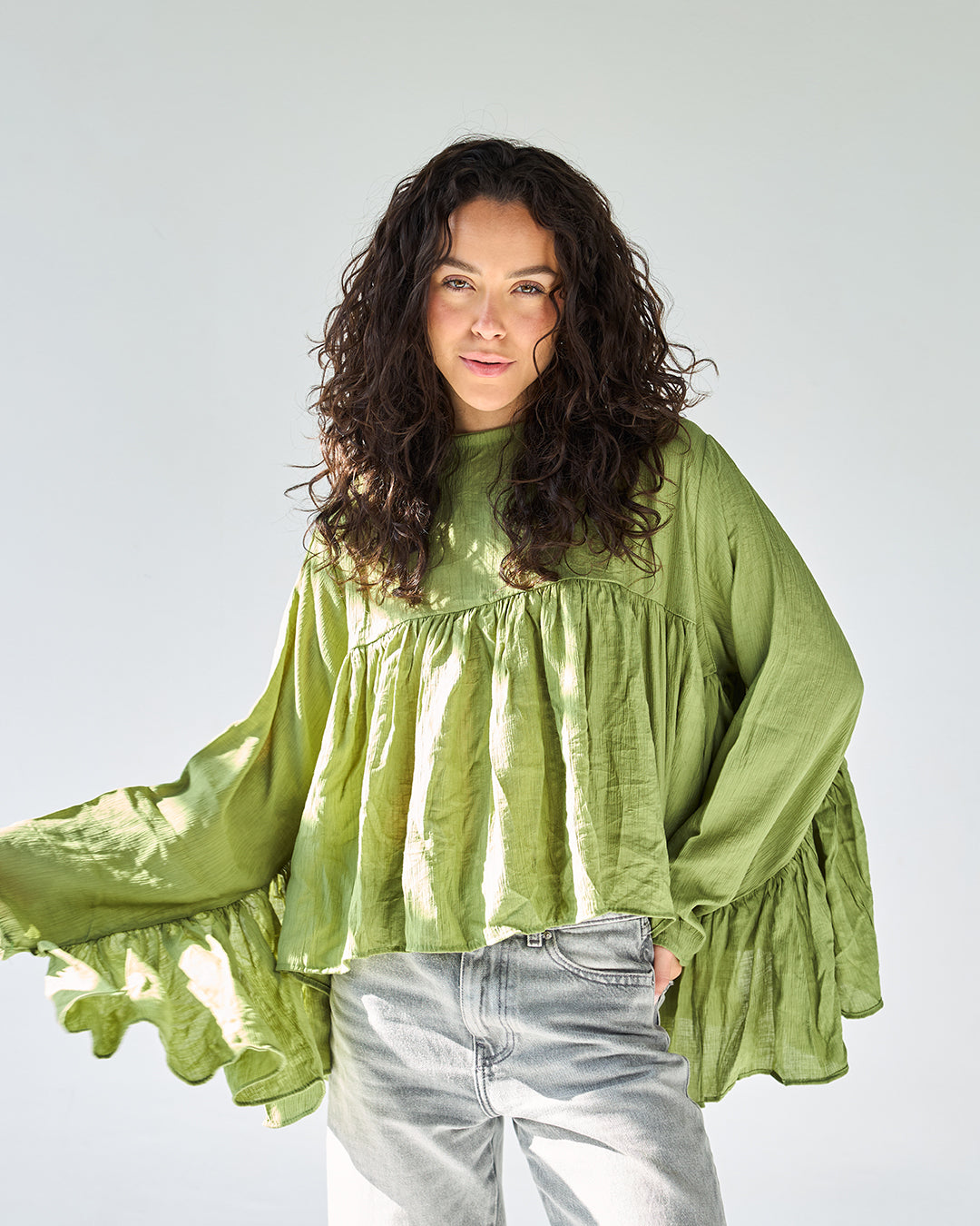 Green butterfly blouse