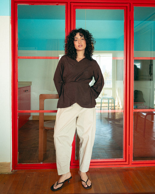 Brown roby blouse