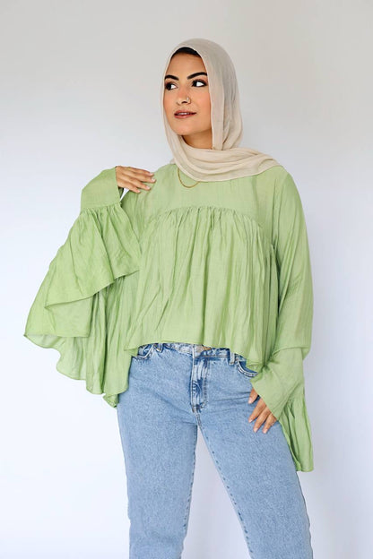 Pistachio butterfly blouse