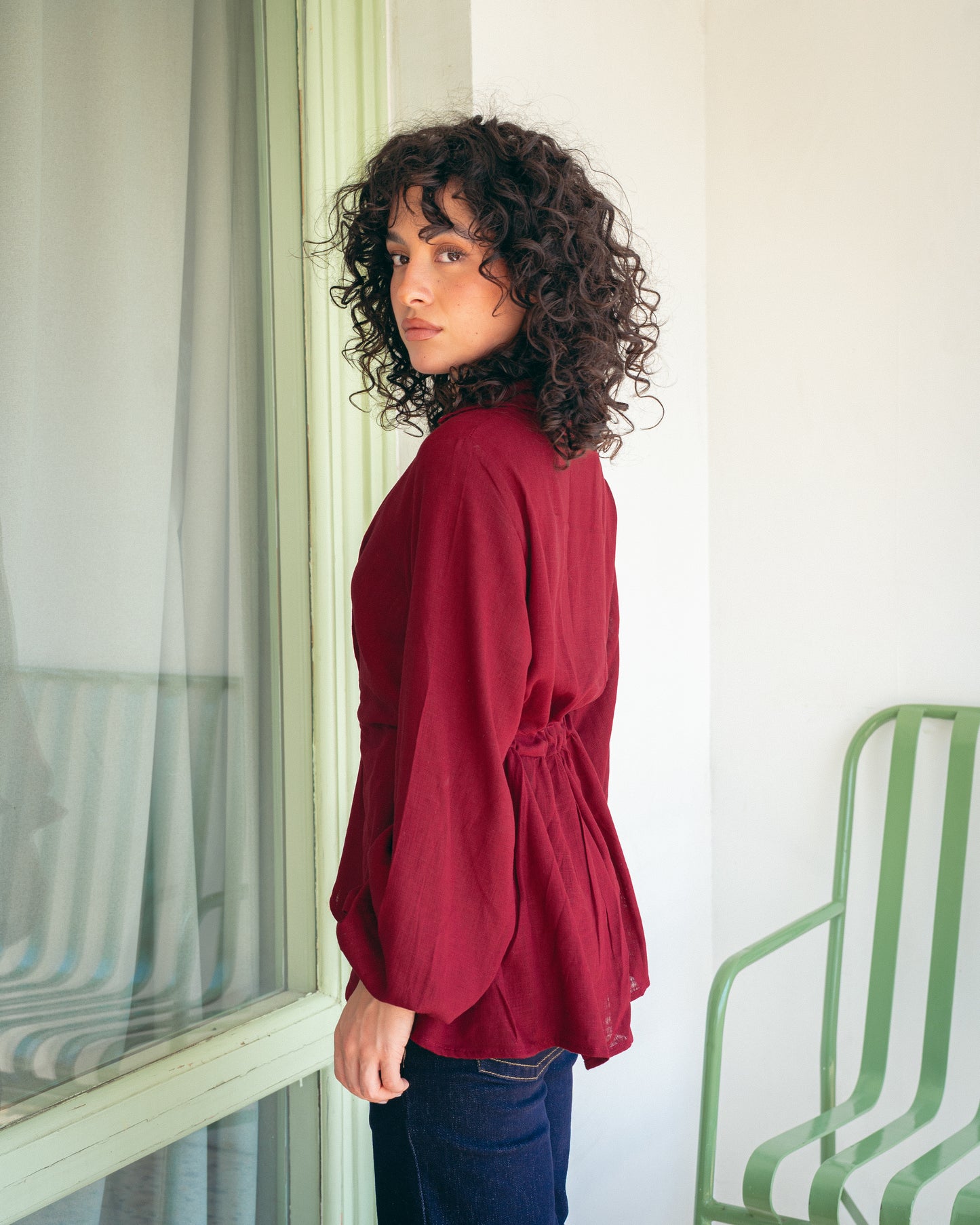 Burgandy roby blouse