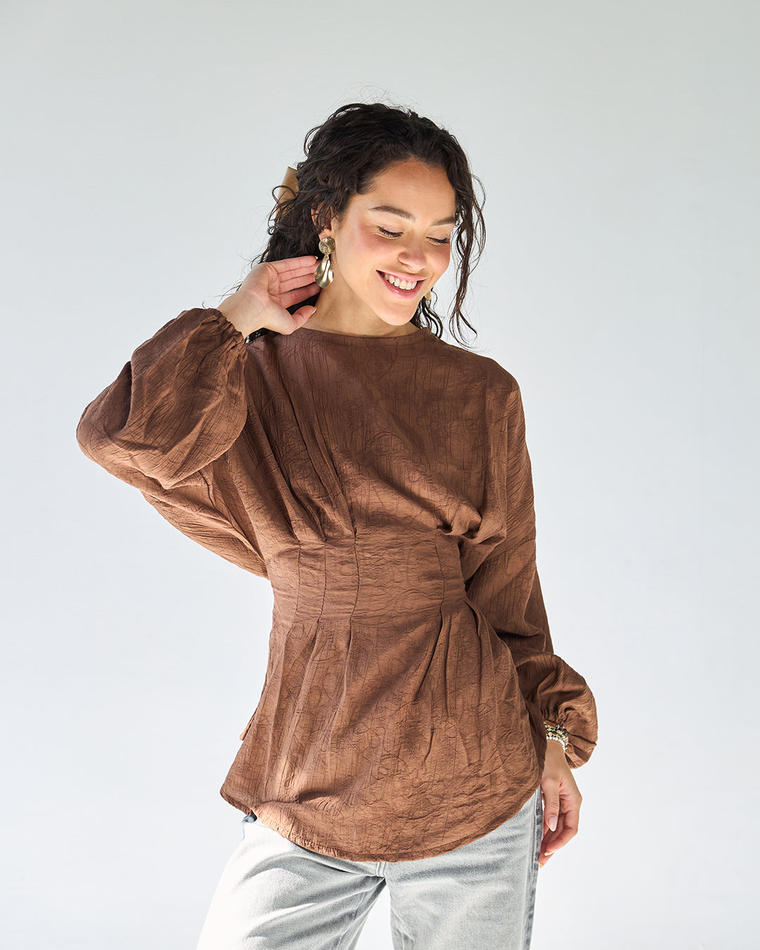 Brown rimmah blouse