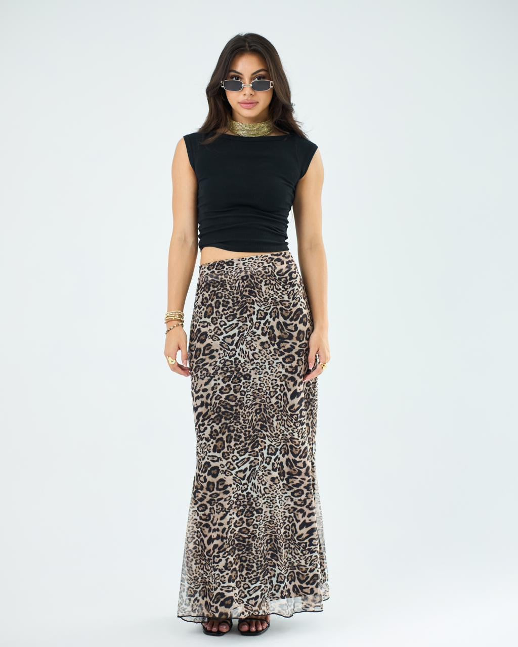 Leopard tol skirt