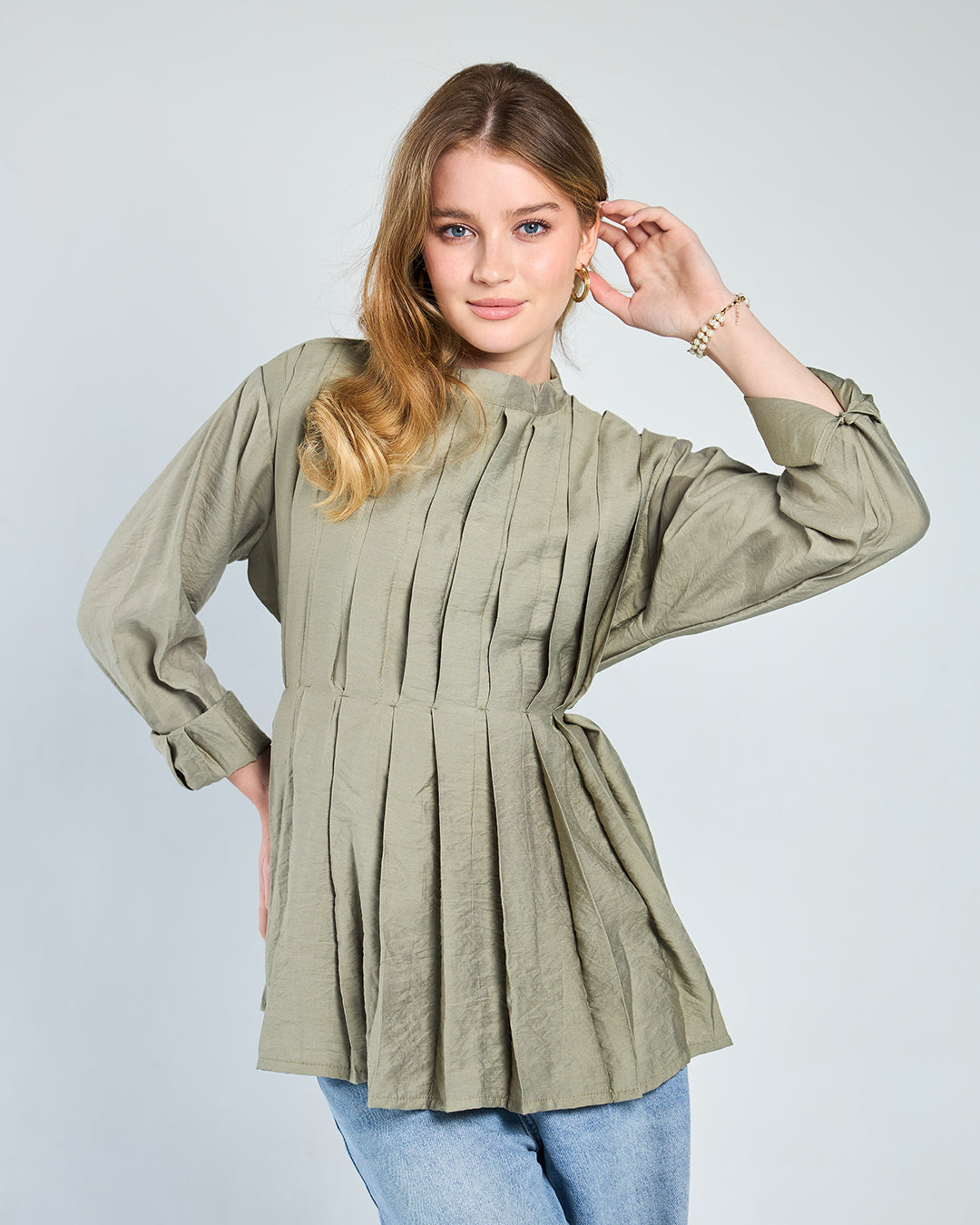 Olive lana blouse