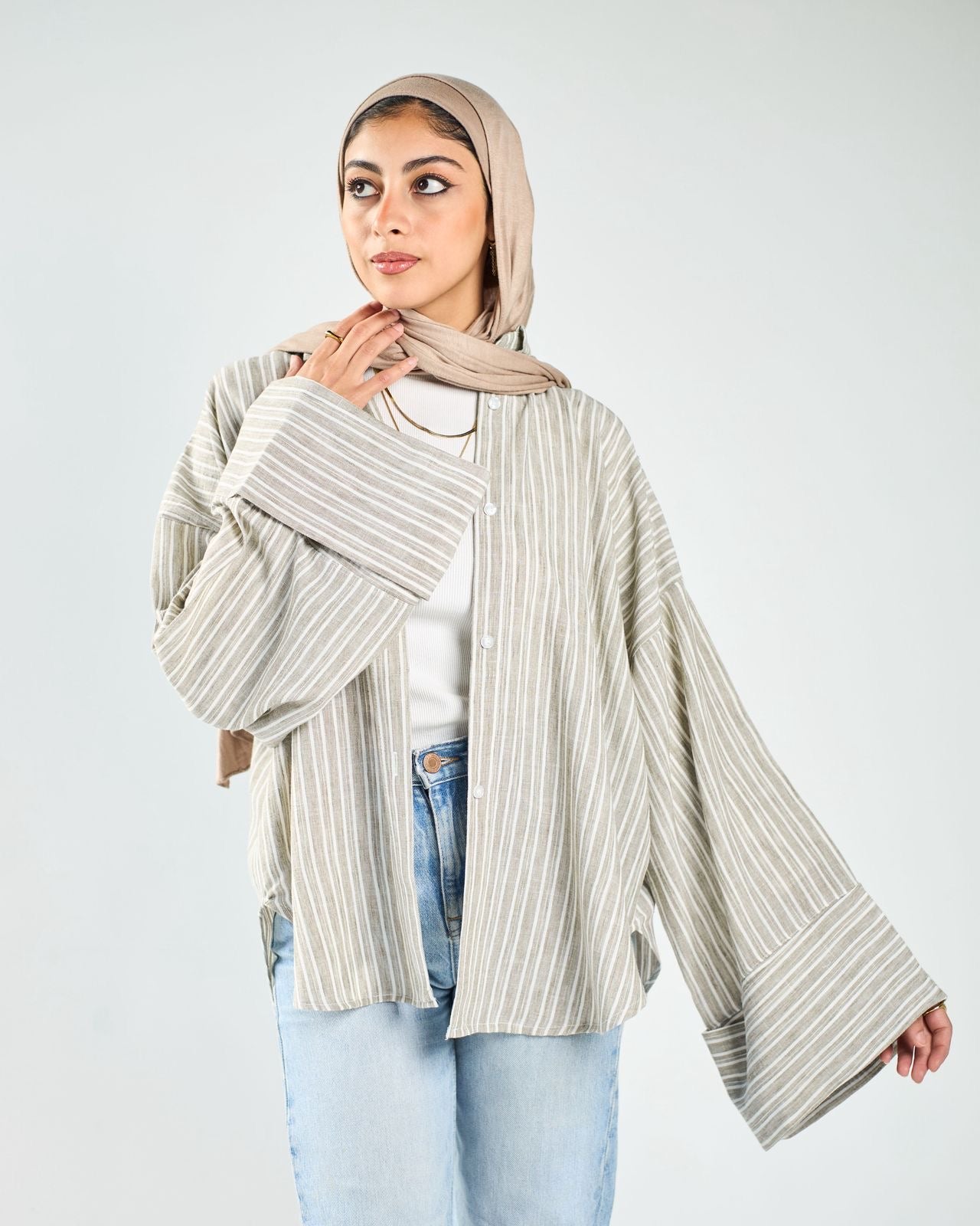 Stripped linen chemise