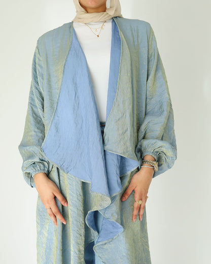 Shimmery jeans linen cardigan