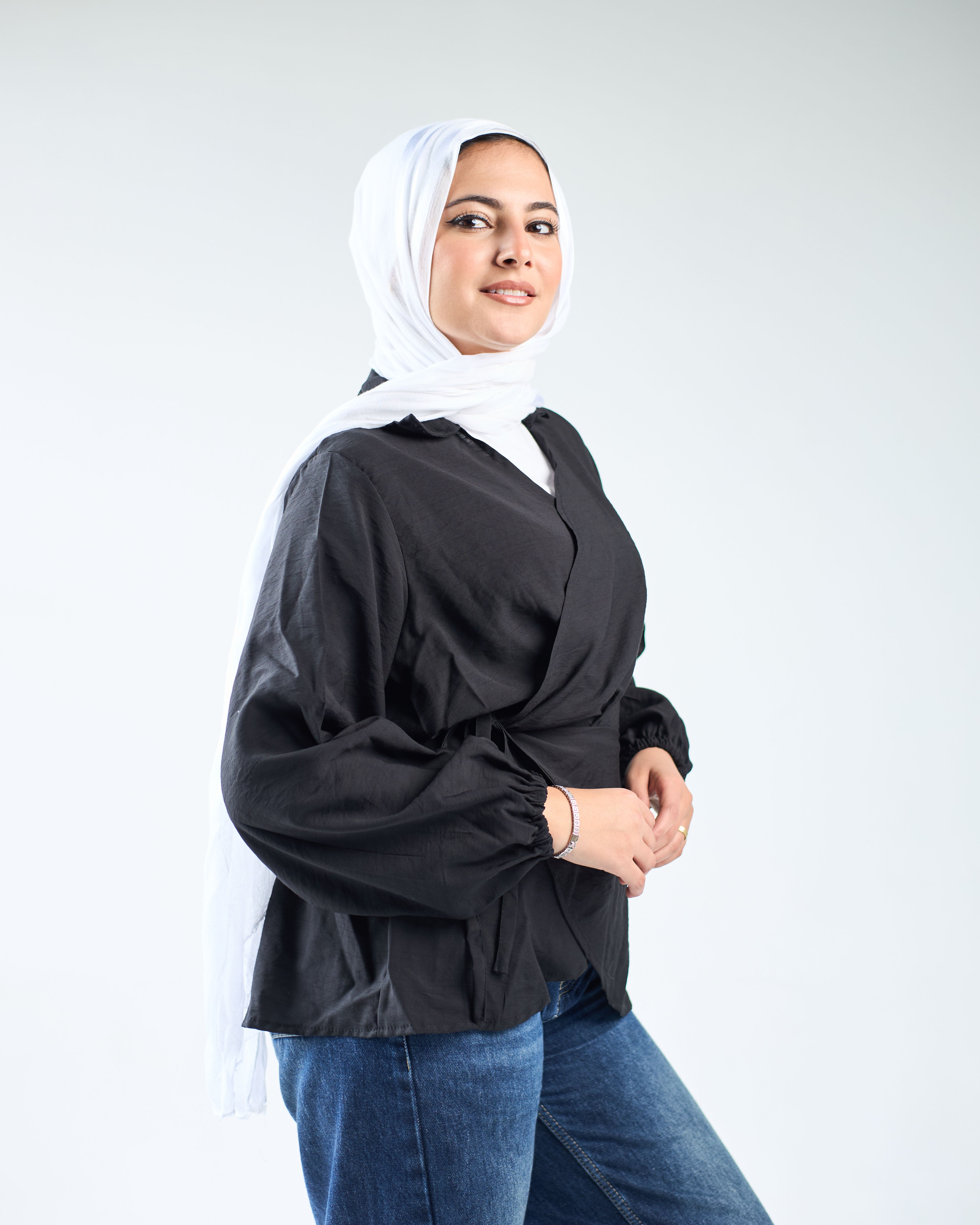 Linen wrap blouse