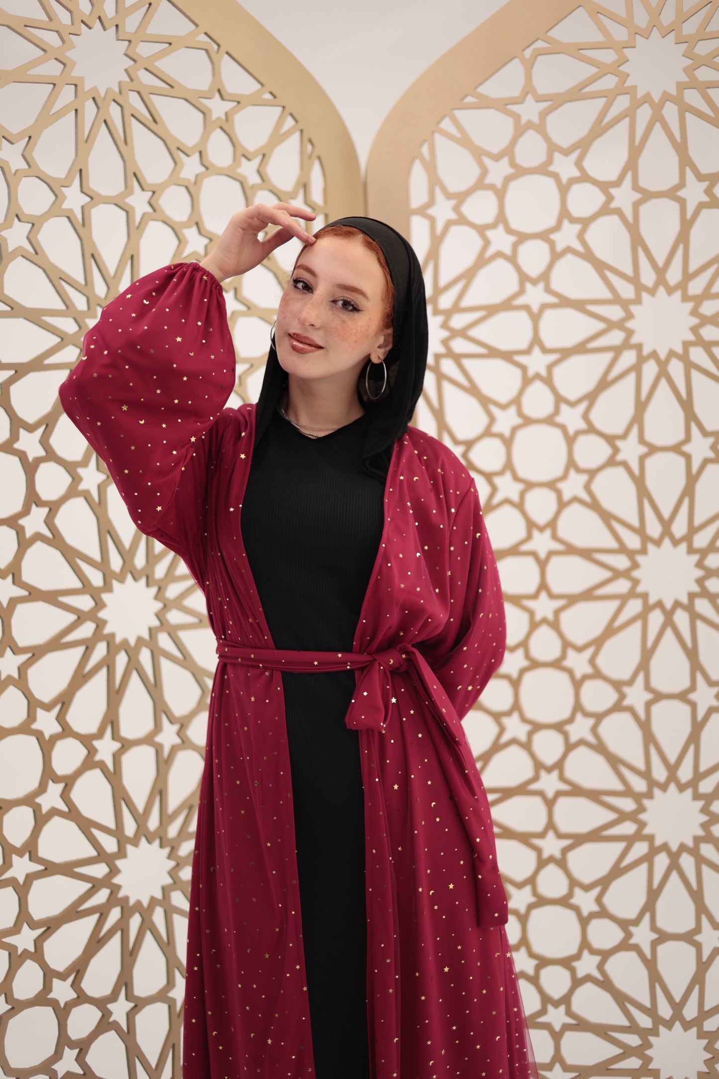 Burgandy stars qaftan
