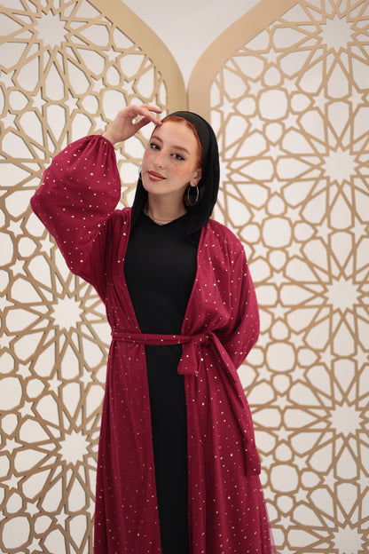 Burgandy stars qaftan