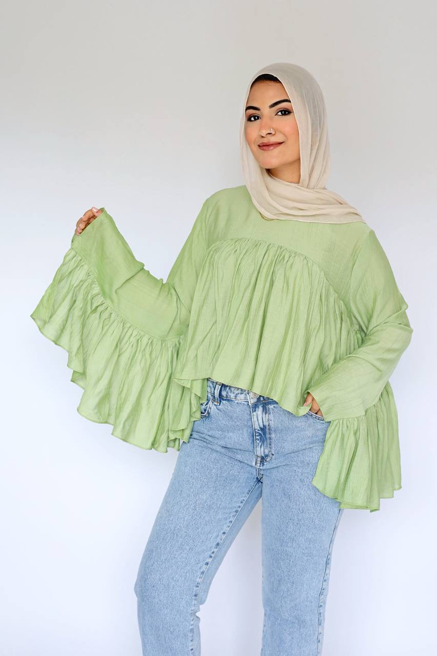 Pistachio butterfly blouse