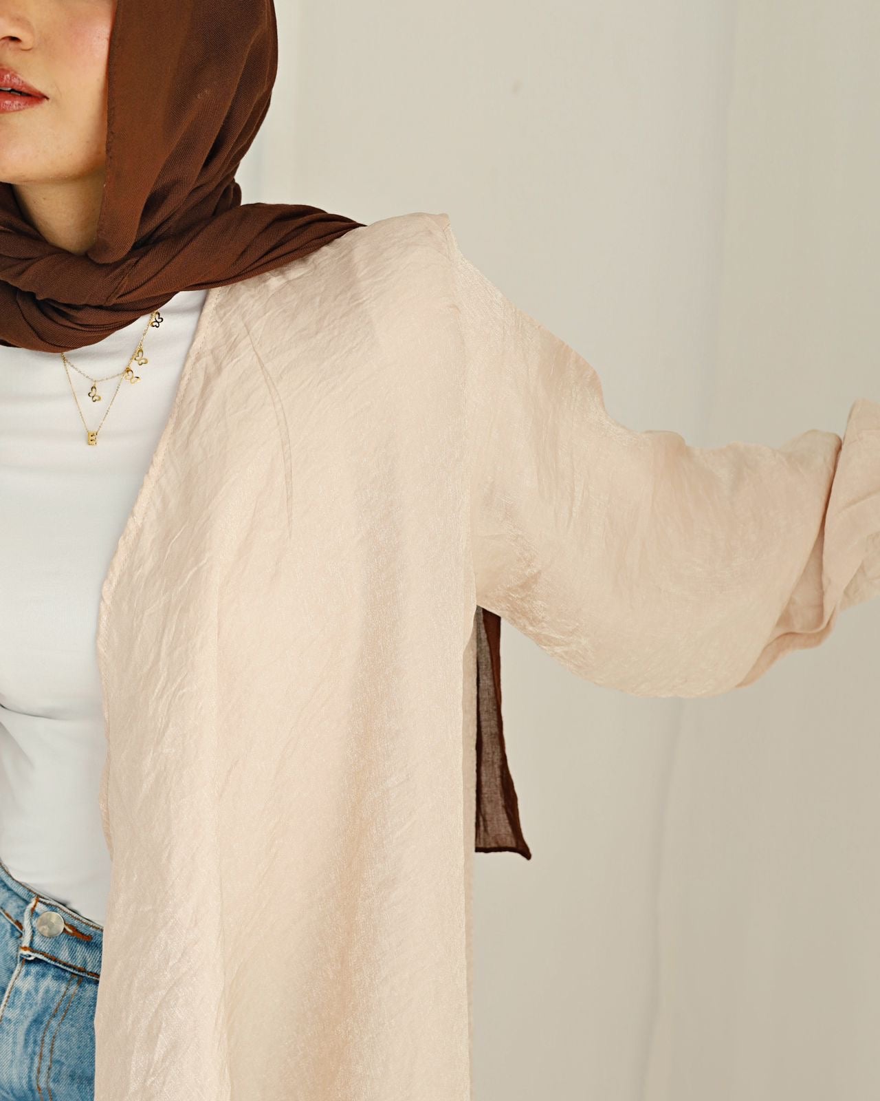 Shimmery beige linen cardigan