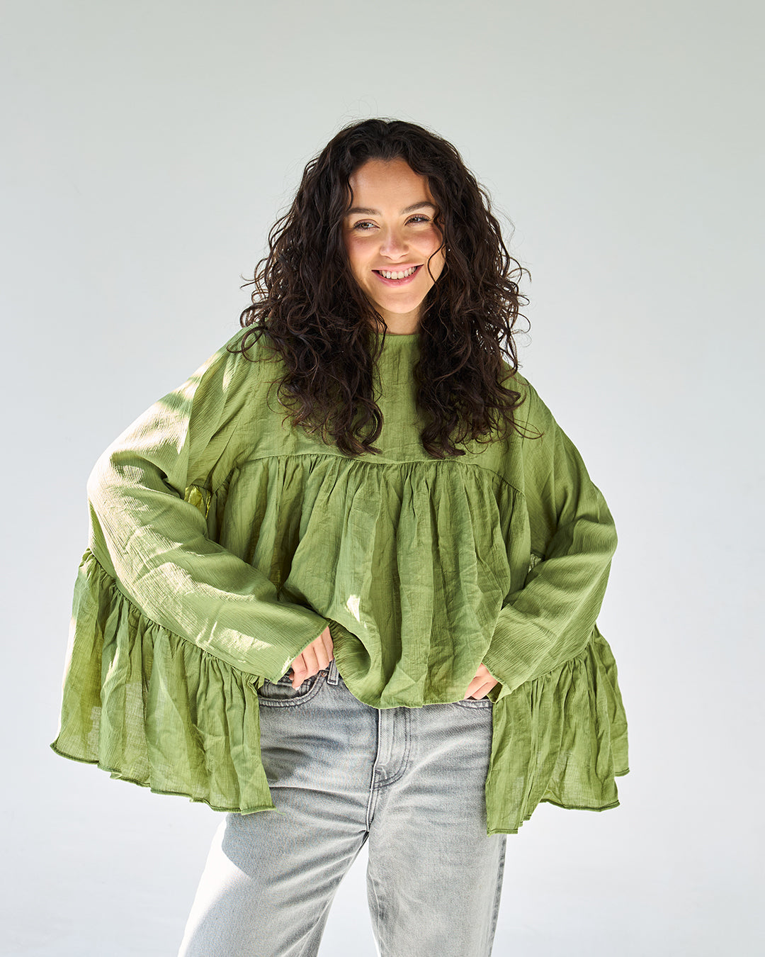 Green butterfly blouse