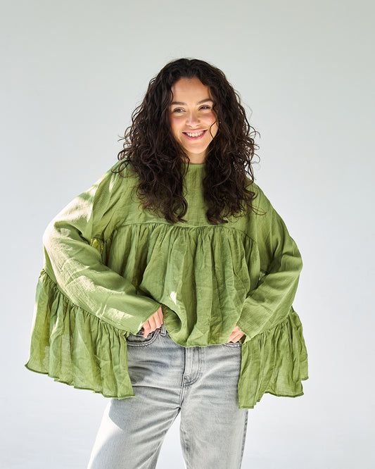 Green butterfly blouse