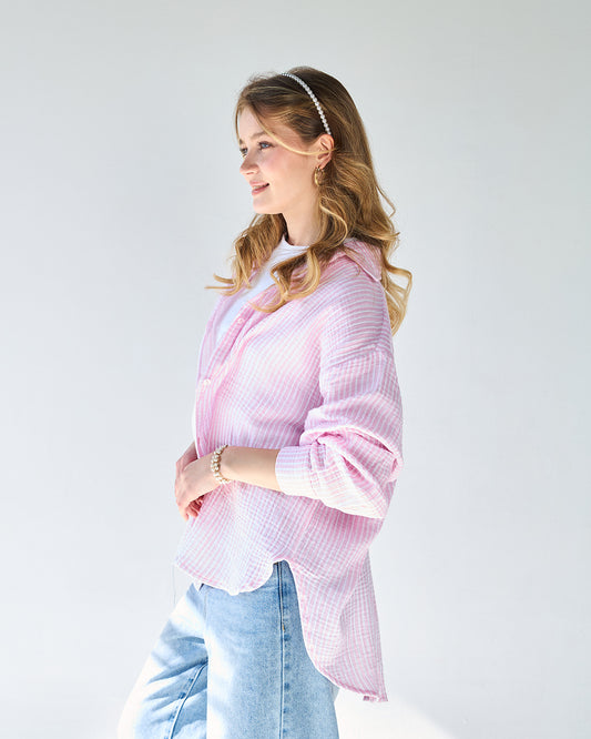 Pink stripped bubbly chemise