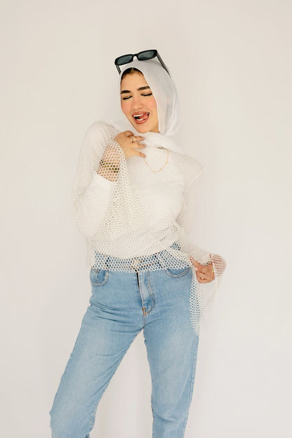 White mesh top