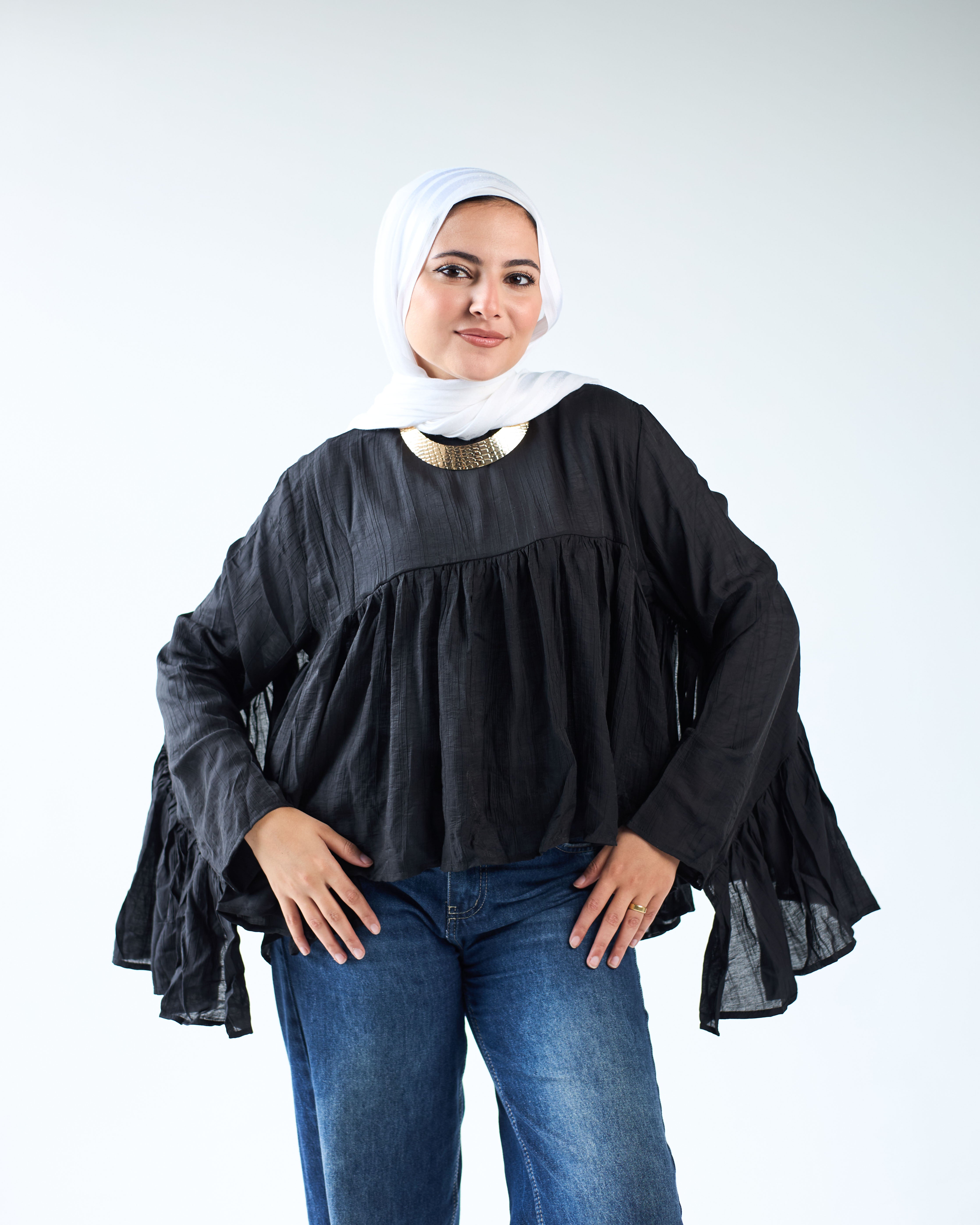 Butterfly ruffled blouse
