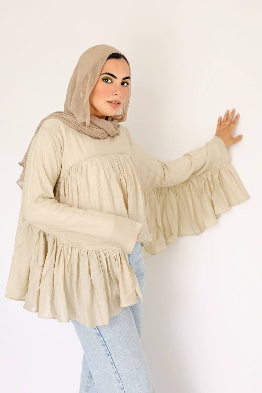 Beige butterfly blouse